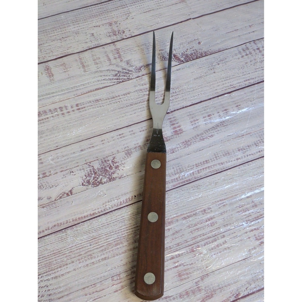 VINTAGE Cutco Stainless Steel 37 Classic Brown 2 Prong Fork Carving Fork USA